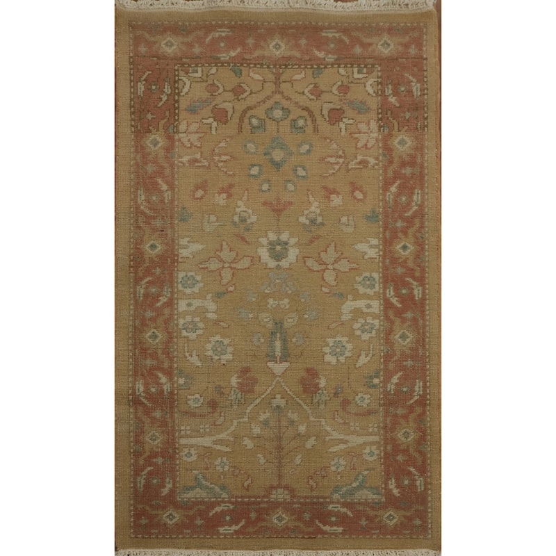 Hand Knotted Oriental 100% Wool Carpet Traditional All-Over Brown Ziegler Area Rug - 3' 10'' X 2' 0''