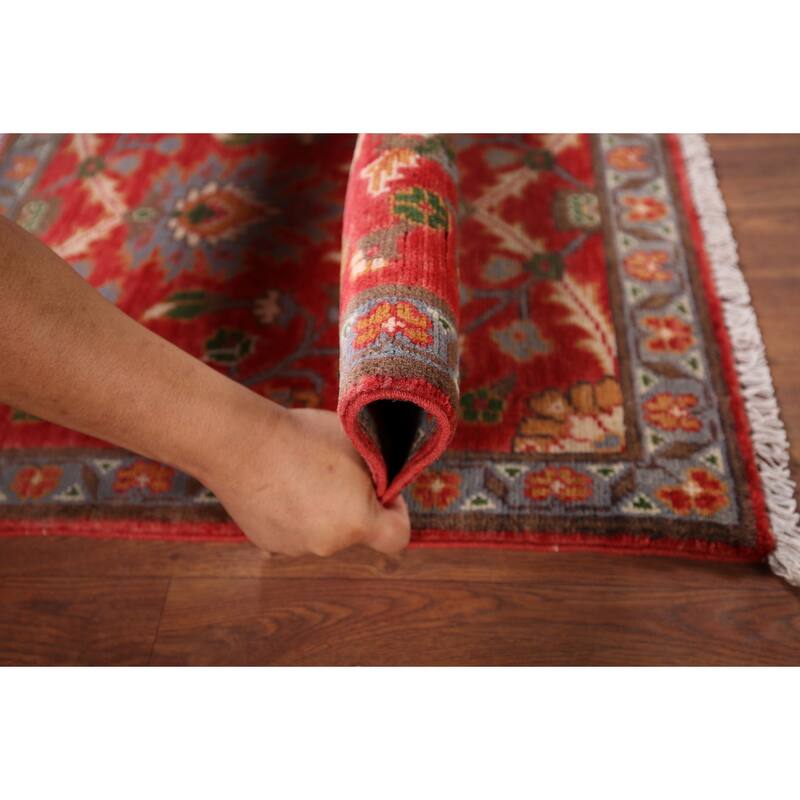 Hand Knotted Oriental 100% Wool Carpet Traditional Floral Red Kazak Area Rug - 3' 1'' X 2' 1''