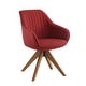 preview thumbnail 47 of 89, Art Leon Classical Swivel Office Accent Chair with Wood Legs Walnut Finished Wood Legs - Red
