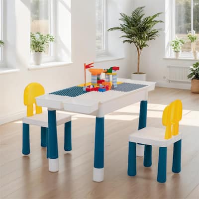 Multifunctional Rectangular Building Block Table w/Diy Building Blocks
