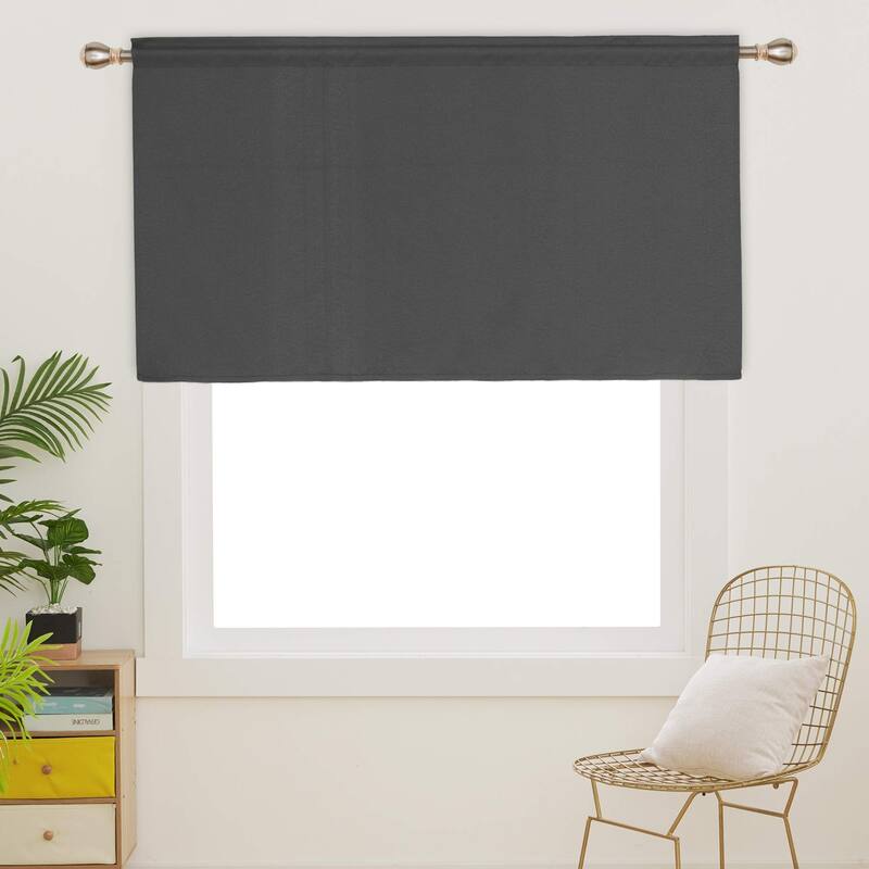 Rod Pocket Solid Window Valance for Kitchen (2 Panels)