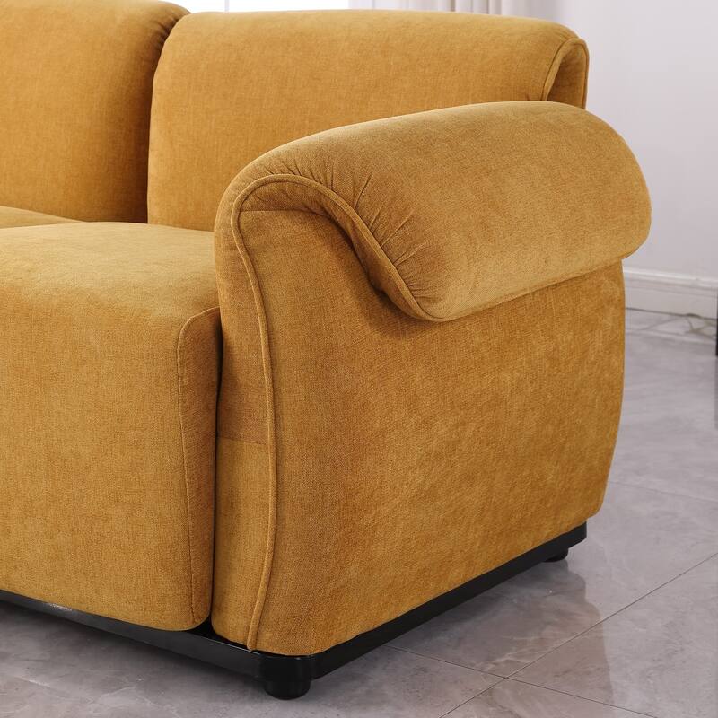 93" L-Shaped Modular Chenille Sectional Sofa with Movable Ottoman