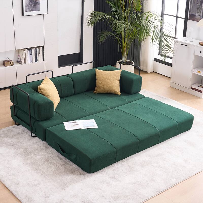 Versatile Convertible Sofa Bed with Plush Pillows for Any Living Space
