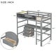 preview thumbnail 7 of 14, Gray Twin Size Solid Wood Loft Bed with Desk, Blackboard, and Drawers