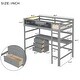 preview thumbnail 7 of 28, Wood Twin Size Loft Bed with Desk, Blackboard, Storage Box, Shelf & 3 Drawers, Safe Design with Guardrails, Grey