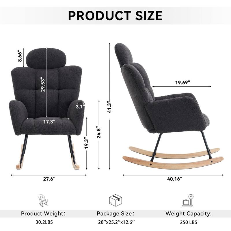 Teddy Fabric Upholstered Accent Armchair Chair Rocking Chair