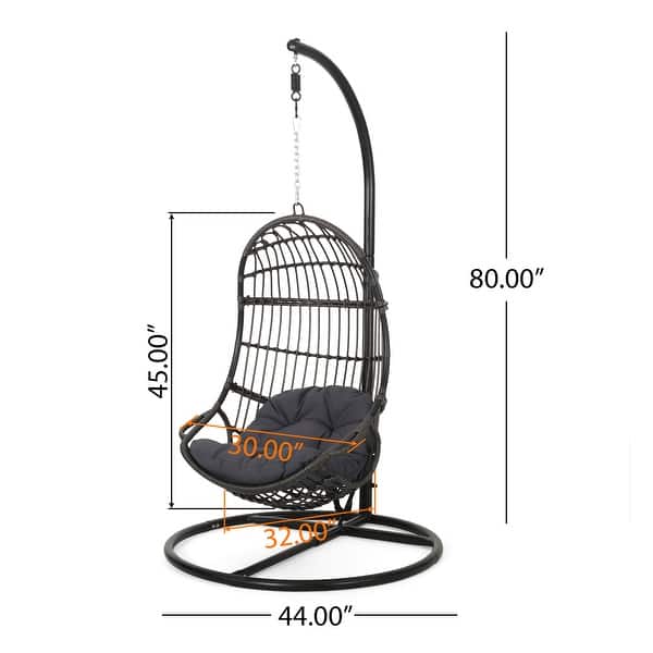 dimension image slide 3 of 2, Lombard Rattan Hanging Chair by Christopher Knight Home - 400 lb limit
