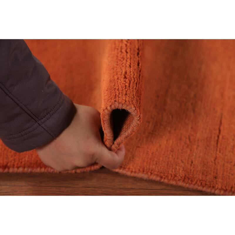 Orange Modern Gabbeh Oriental Foyer Rug Hand-Knotted Wool Carpet - 2'11" x 4'10"