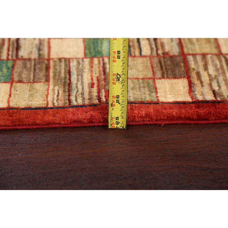 Geometric Gabbeh Kashkoli Oriental Wool Area Rug Hand-knotted Carpet - 3'3" x 4'11"