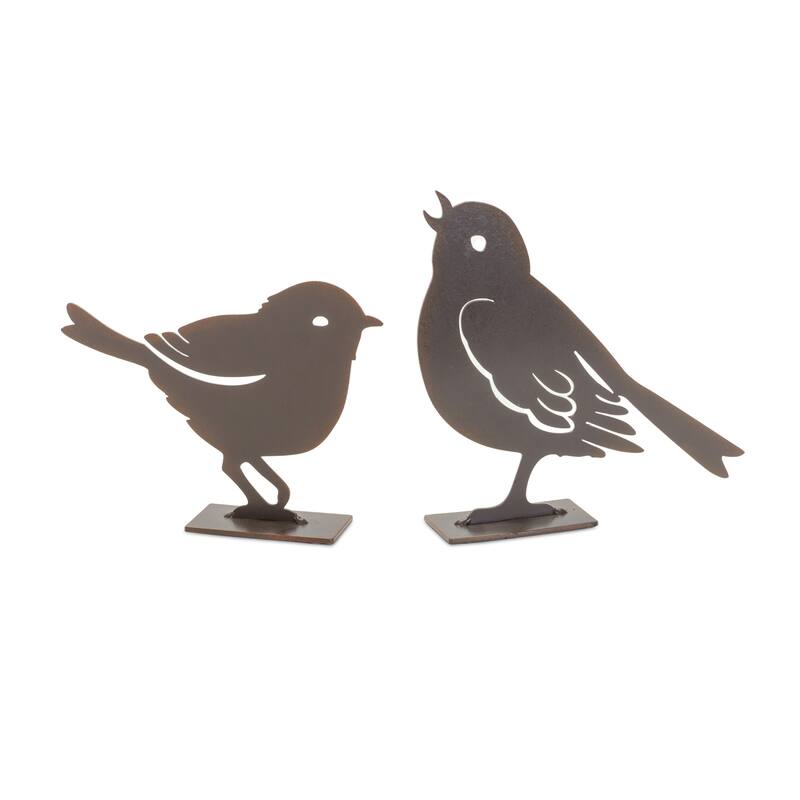 HomeRoots Set Of Four 6" Brown Metal Bird Bird Figurine - 1.25' X '6.25' X '5.5