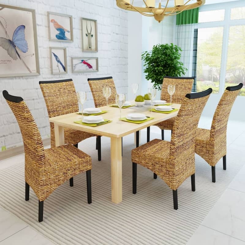 vidaXL Dining Chairs 2 pcs Abaca and Solid Mango Wood