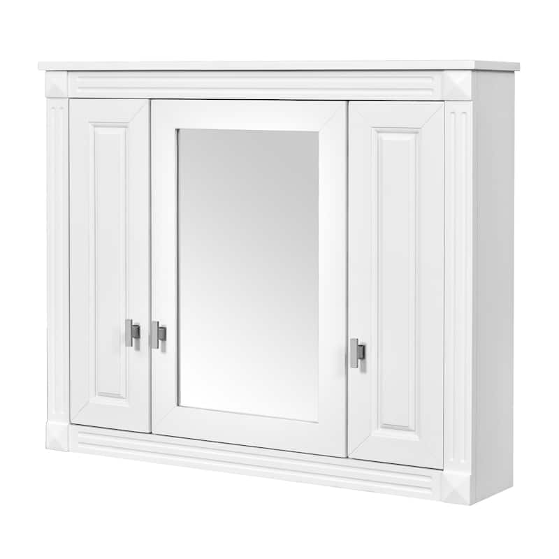 Roomfitters Wall Cabinet with Mirror, Medicine Cabinet with 4 Shelves, Mirrored Door Over Toilet Storage Unit, White