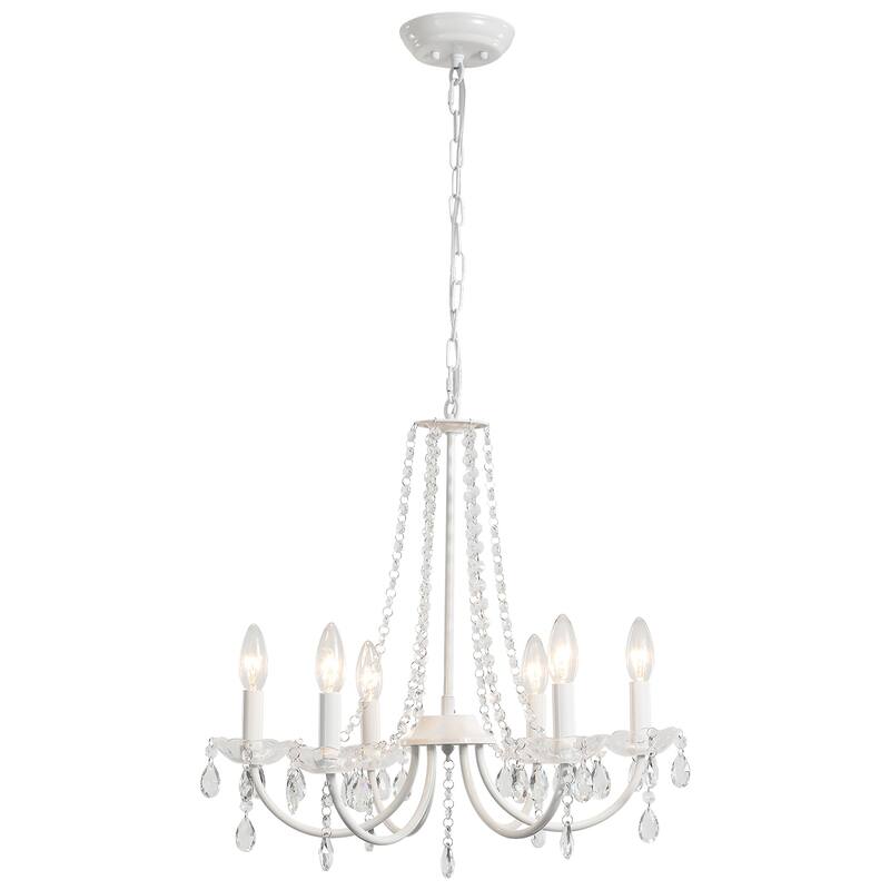 6-Light Classic Chandelier with Crystal Accents for Kitchen Study