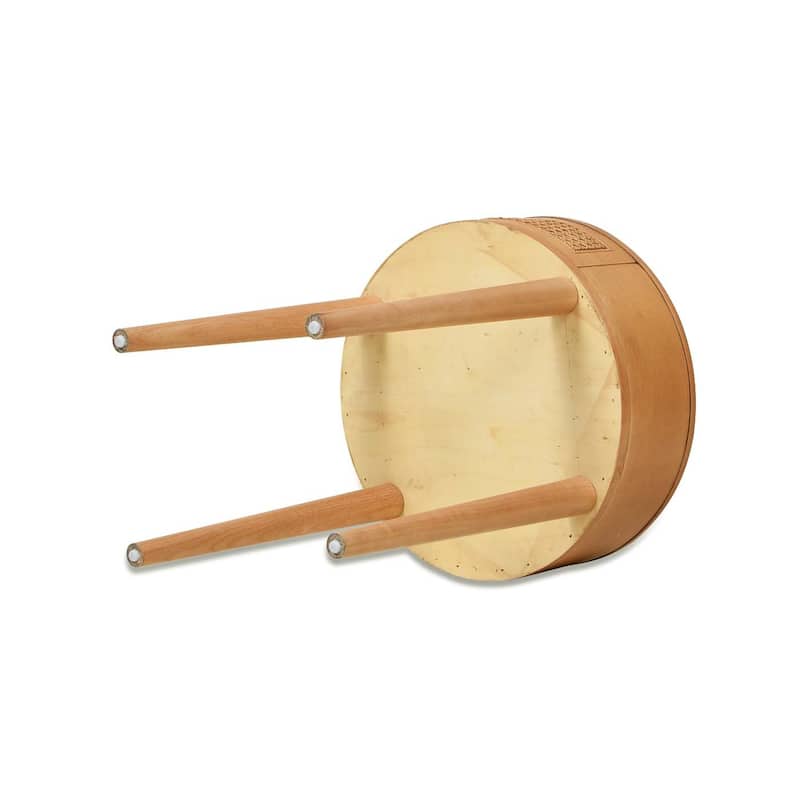 18" Round Cane Rattan Storage Side Table, Natural Brown Oak Wood for Living Room or Bedroom