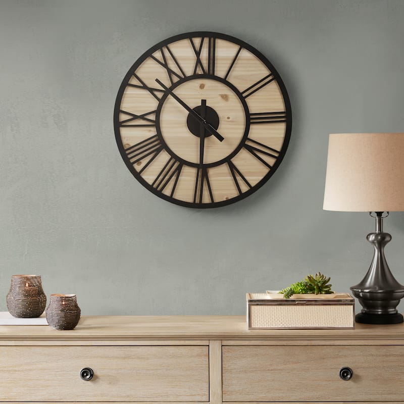 Madison Park Mason 23.6" Wood Wall Clock