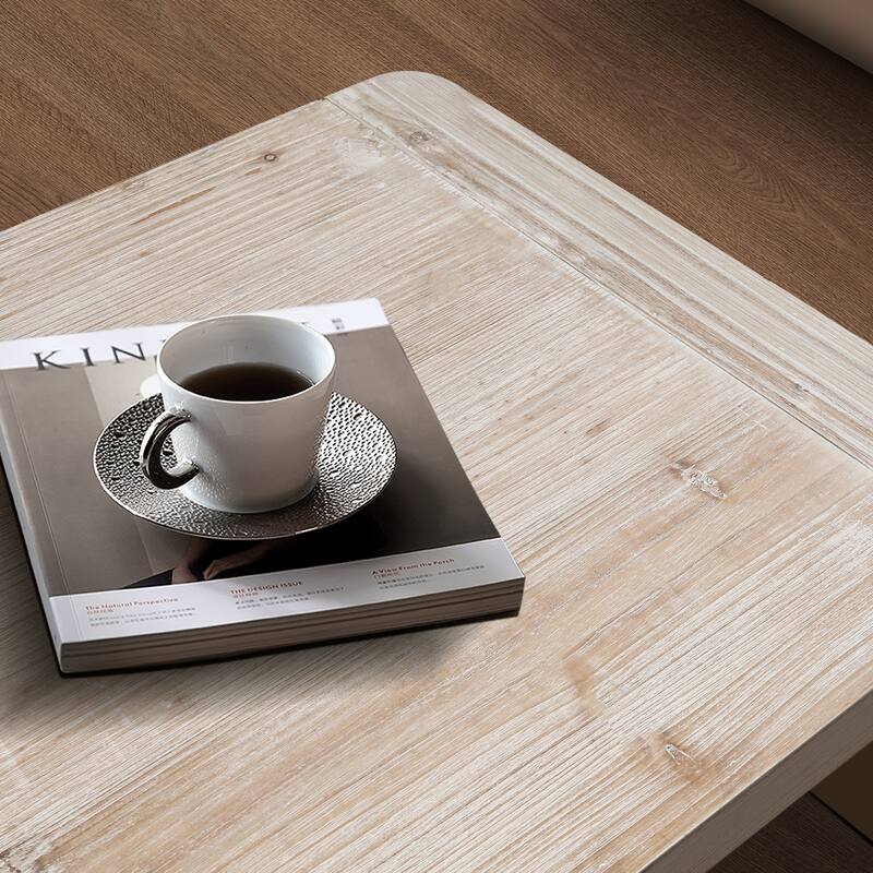 48" Farmhouse Crafts Coffee Table with Curved Art Design