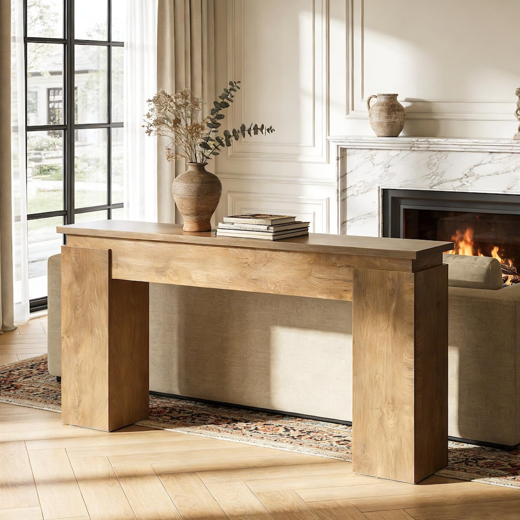 Rustic Entryway Table with Open Storage for Living Room