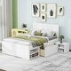 preview thumbnail 1 of 25, Twin Size Wooden Platform Bed Frame with one Storage Rack on Wheels, one Drawer & Two Shelves for Boys Girls, Noise-Free Antique White - Twin