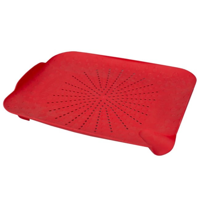 Multi-Purpose Flat Sink Colander Food Prepping Strainer Board, Red