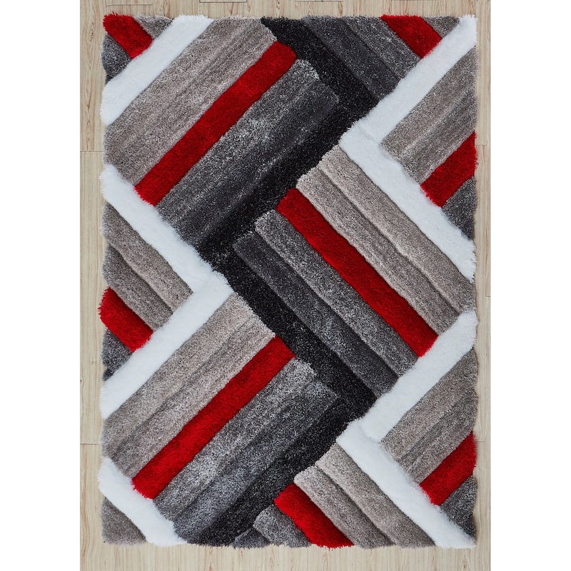 Mateos Shag Collection Area Rug - 8' X 10' - Red/Beige