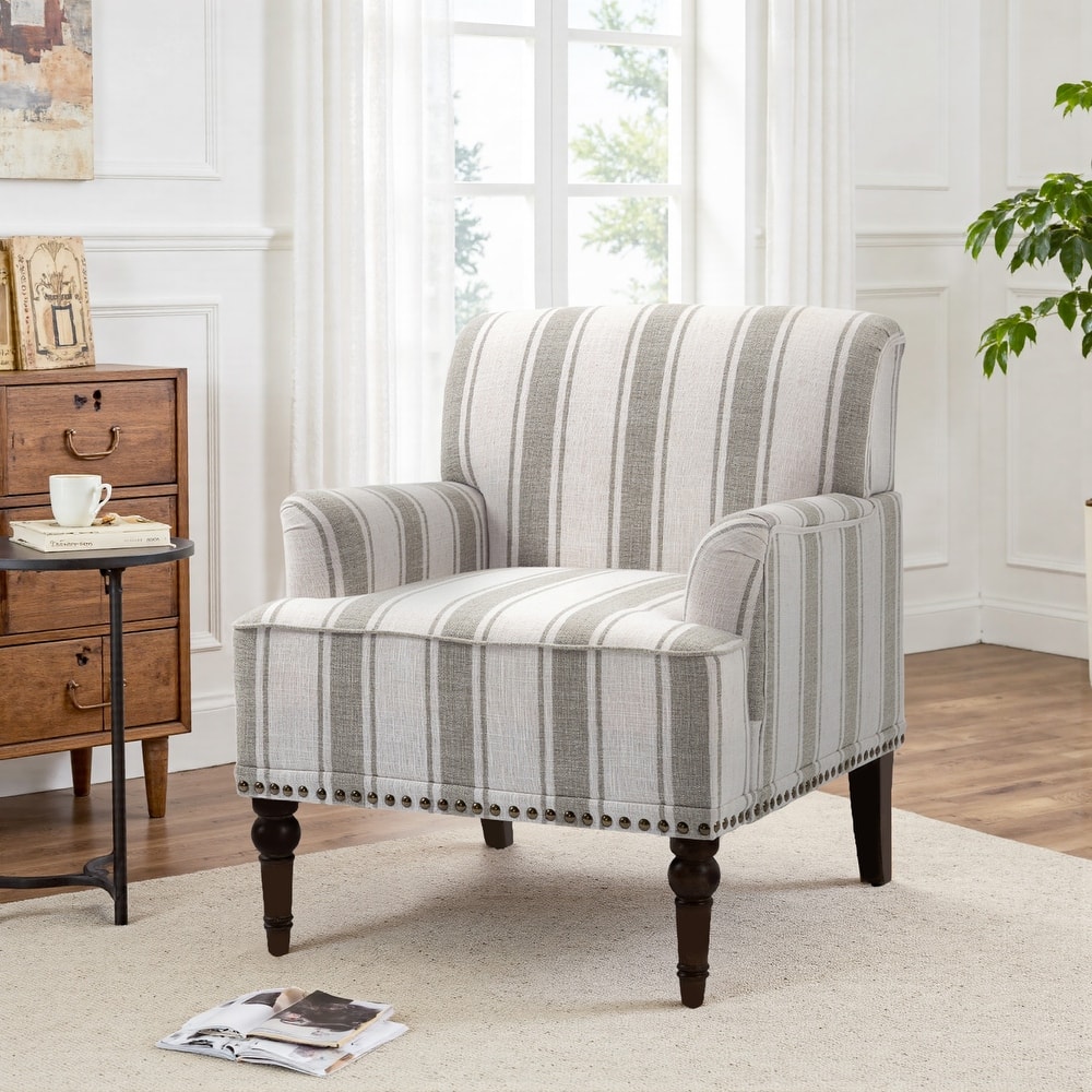Vintage 29" W Patterned Striped Accent Chairs
