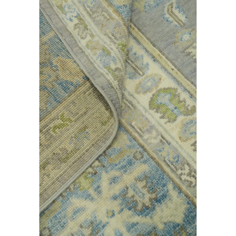 Handmade Gray Oushak Vegetable Dye Area Rug, Medallion Geometric Carpet - 9' 8'' X 8' 3''