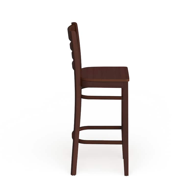 Ladder Back Wooden Restaurant Barstool - 16.75"W x 19"D x 43.75"H - 16.75"W x 19"D x 43.75"H