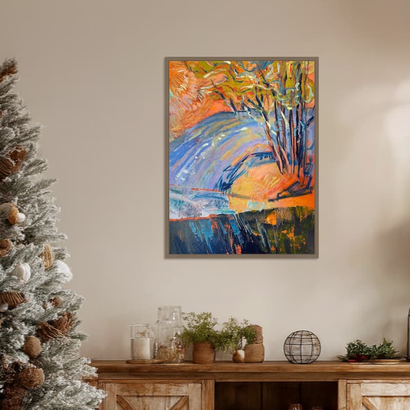 Cadmium Winter Solstice III by Dorothy Fagan (23 x 30 in.), Framed Canvas Wall Art Print - Sylvie Dark Gold