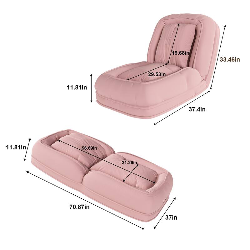 Rossetta Modern Foldable Adjustable Design Corduroy Lazy Bean Bag Chair with 2 Soft Pillows, Pets Friendly