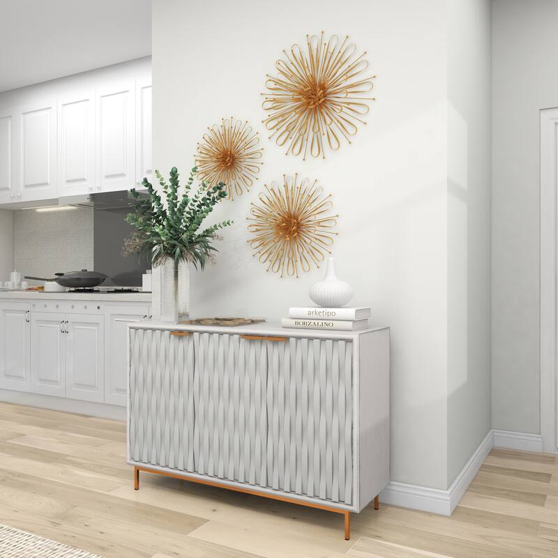 Metal Starburst Home Wall Decor with Orb Detailing - Set of 3 Gold or Silver - Roche River Decor