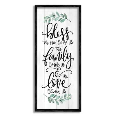 Stupell Bless This Family Religious Kitchen Phrase Plank Pattern Framed Wall Art, Design by Fearfully Made Creations - Off-White
