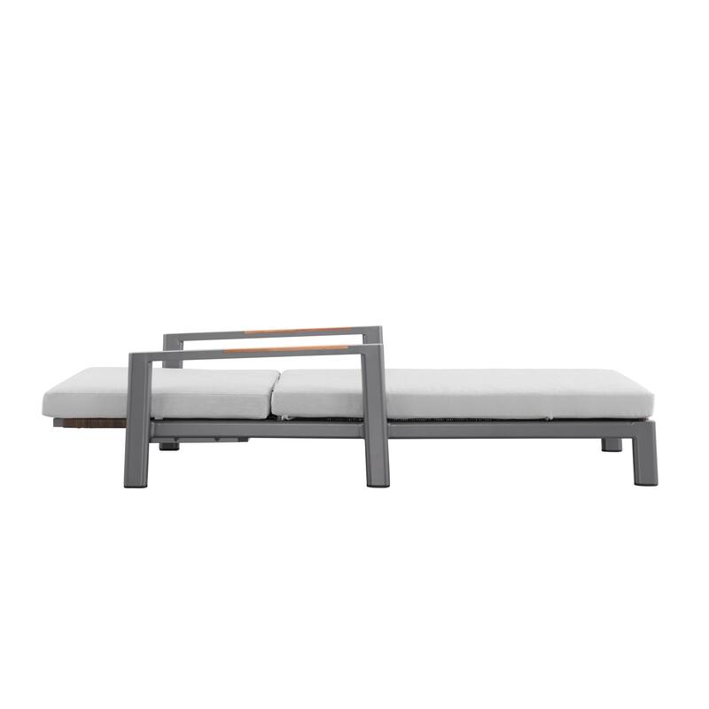 Arlo Teak & Wicker Aluminum Dual-Use Outdoor Chaise Lounge (Set of 2)
