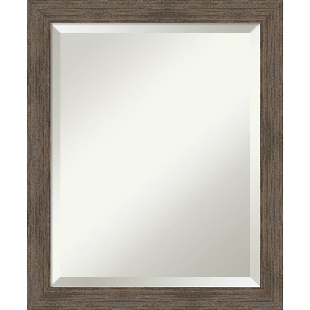 Beveled Wood Bathroom Wall Mirror - Hardwood Mocha Narrow Frame - Hardwood Mocha Narrow