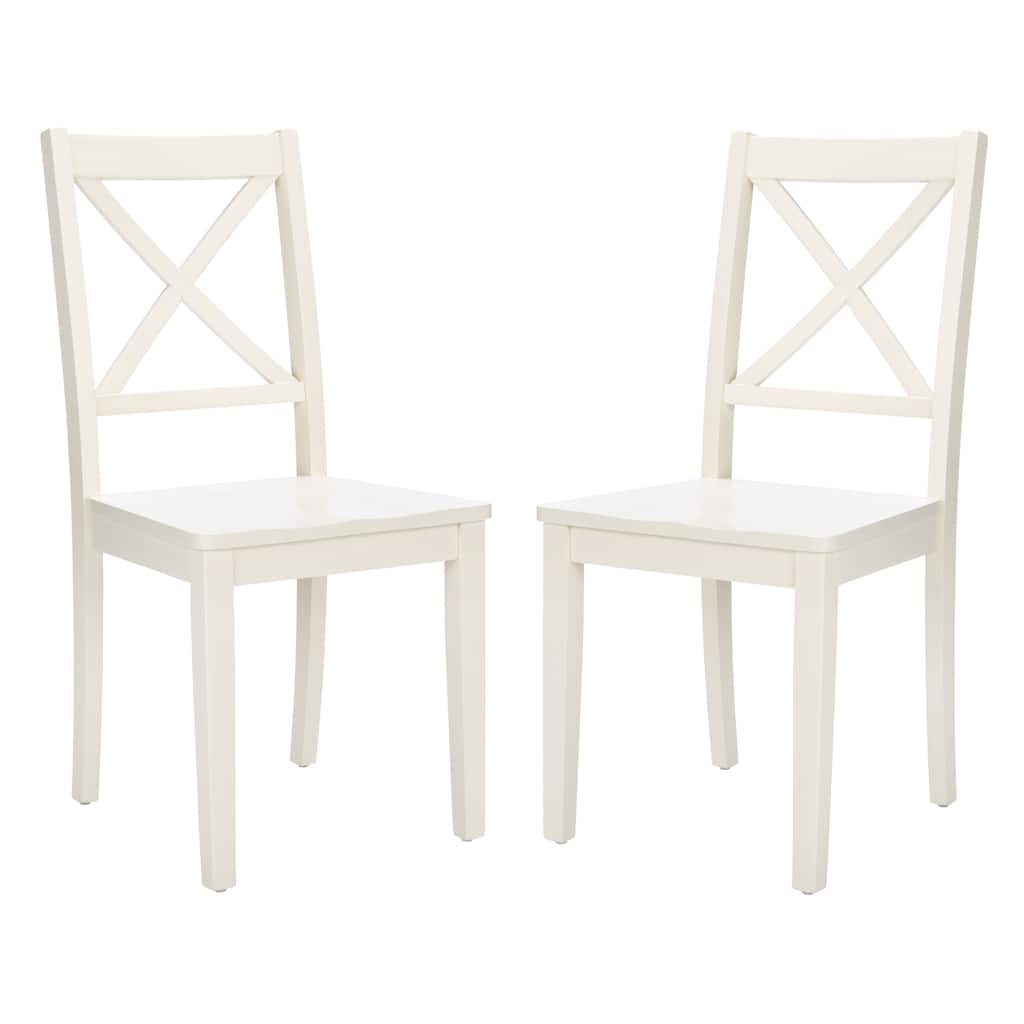 SAFAVIEH Silio White X Back Dining Chair (Set of 2) - 17"W x 20"D x 37"H
