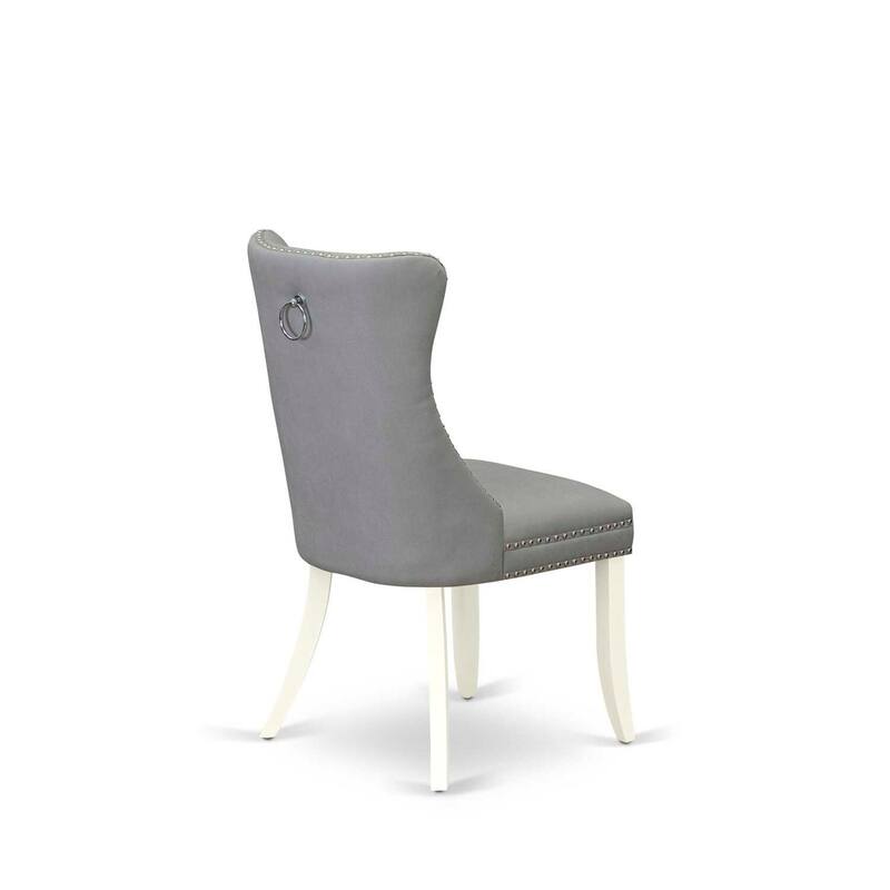 Modern Parson Dining Chairs - Light Gray Faux Leather Padded Set of 2