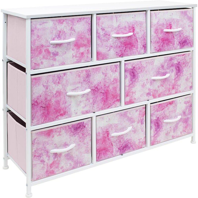 Sorbus White Frame Bold Color 8-drawer Dresser - Tie-Dye Pink
