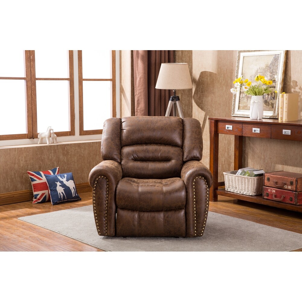Loxley Bonded Leather Recliner Armchair Sofa Home Lounge Chair Reclining Gaming Brown 