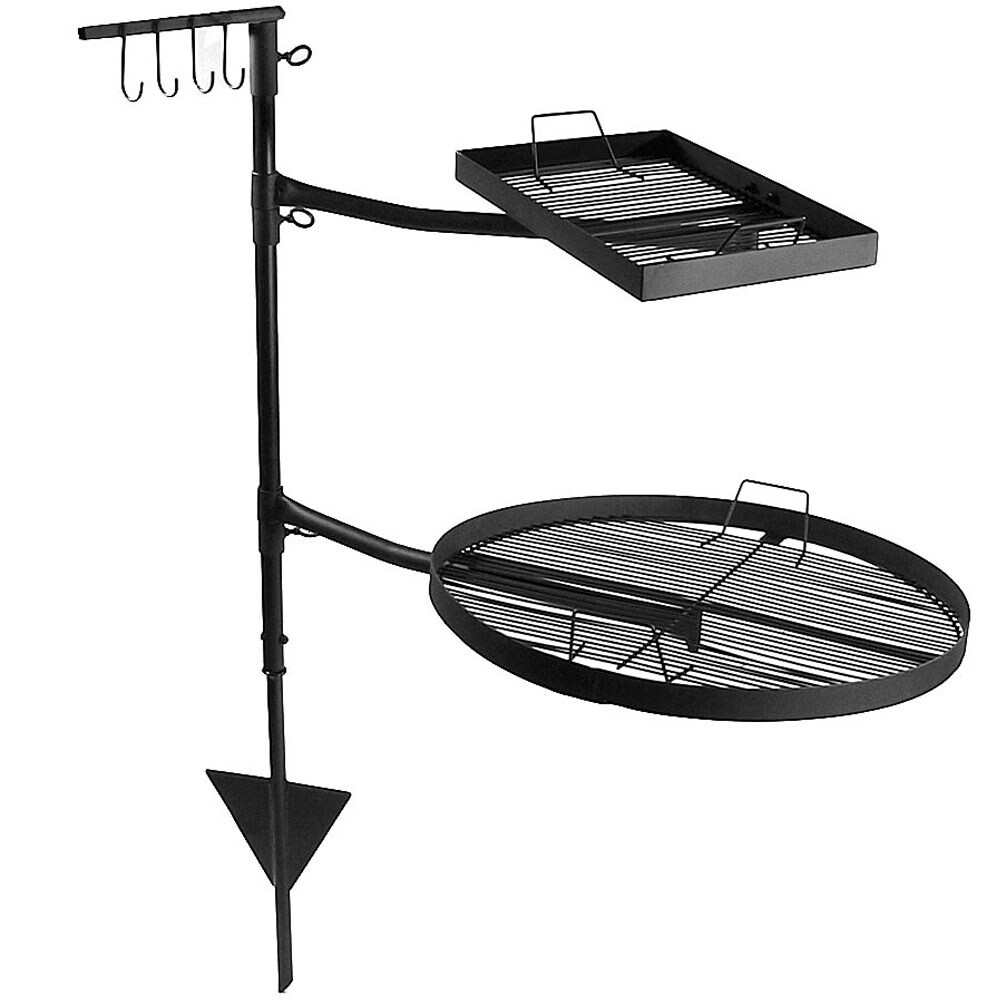 Sunnydaze Dual Campfire Cooking Swivel Grill System Black Free Shipping Today Overstock