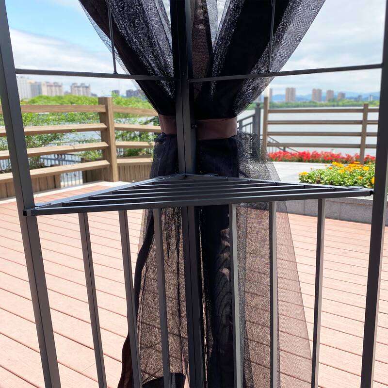 13x10 Outdoor Gazebo Canopy Tent With Ventilated Double Roof And Mosquito net for Lawn(Detachable Mesh Screen On All Sides)