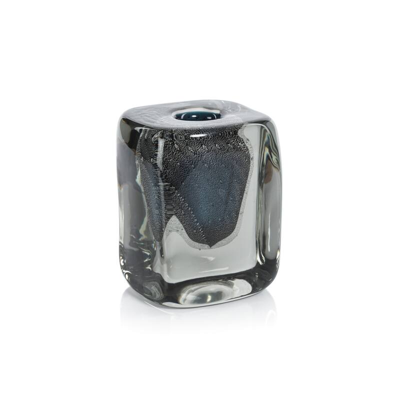 Eibar Handcrafted Clear Smoky Crystal Bloom Vase