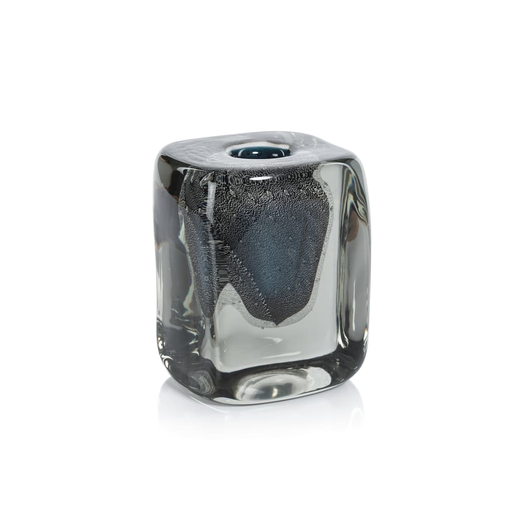 Eibar Handcrafted Clear Smoky Crystal Bloom Vase