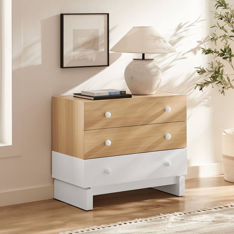 Nolia 3-Drawer Color Block Dresser - Oak White