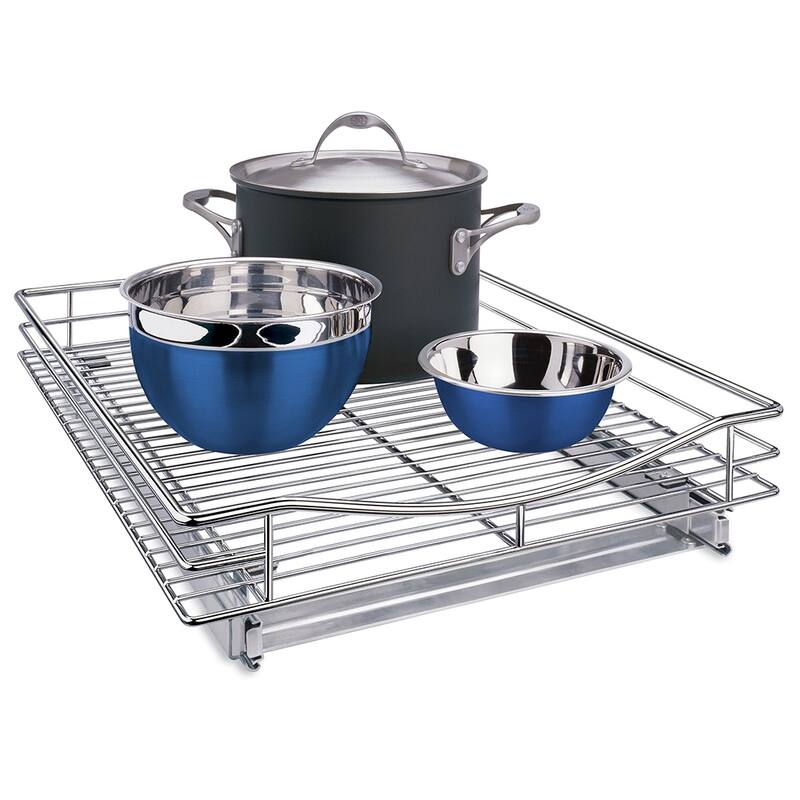 LYNK PROFESSIONAL® Pull Out Cabinet Organizer, 17"W x 21"D - Slide Out Drawers for Kitchen Cabinets - Chrome