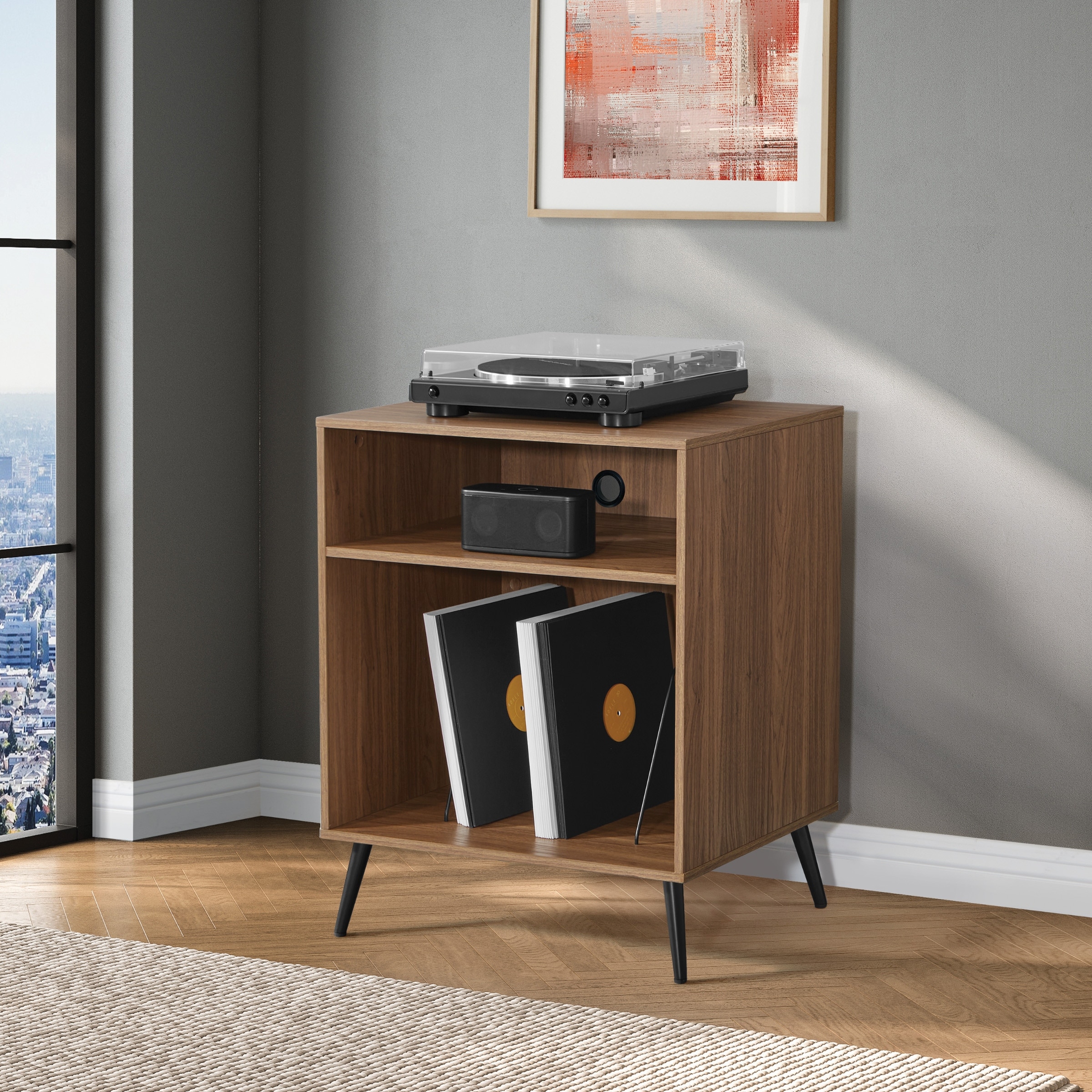 Retro Record Player Stand w/ Album - On Sale - Overstock - 40921074