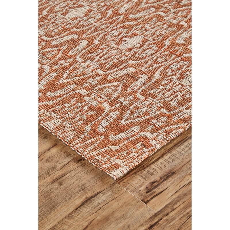 LiLacombe Natural Jute Flat Dhurrie, Rust Orange/Tan, Area Rug