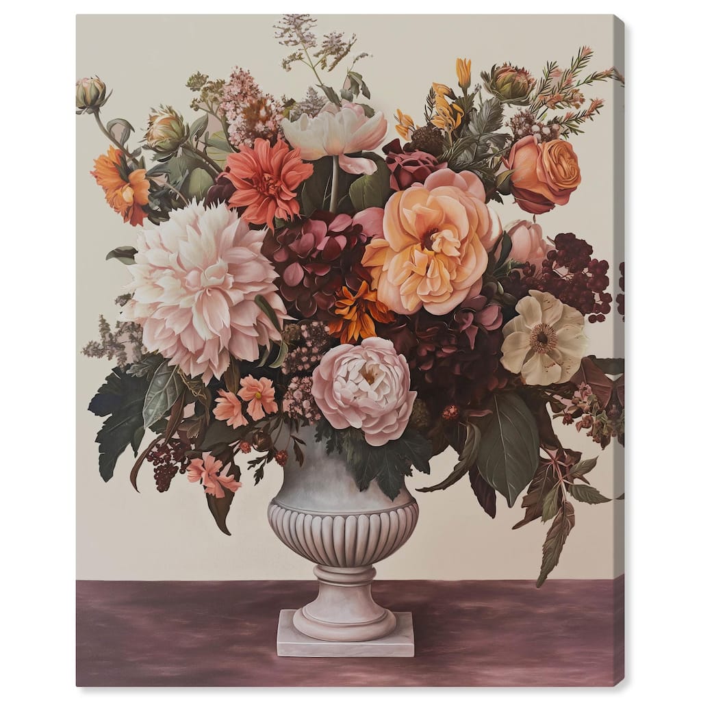 Autumn Tan Floral Canvas by Art Remedy, Gallery Wrapped