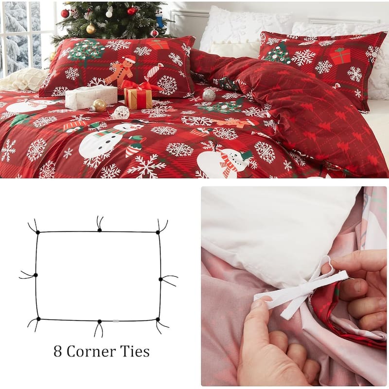 Christmas Snowman Soft Duvet Cover and Pillow Shams Set, Bedding Set
