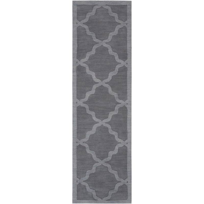 Livabliss Glacier Hand-woven Tone-on-Tone Lattice Wool Runner Rug