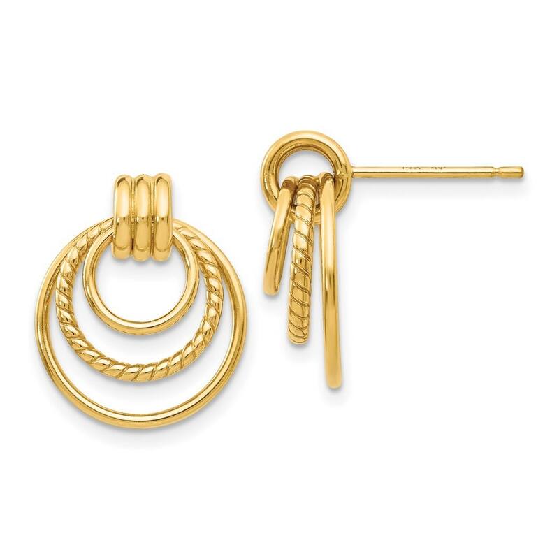 Curata 10k Yellow Gold Polished and Twisted Post Earrings - 17x15mm