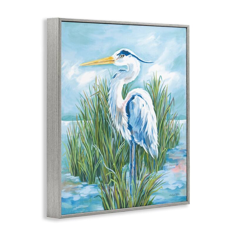 Stupell Coastal Heron Bird Framed Giclee Art Design By Diane Kater